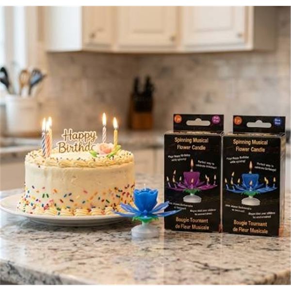 Spinning Musical Flower Candle Set