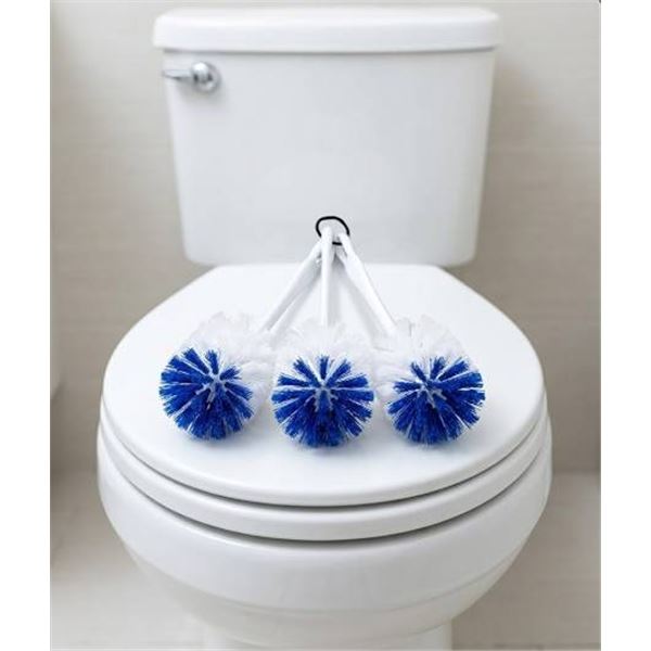 3 White and Blue Scrub Brushes