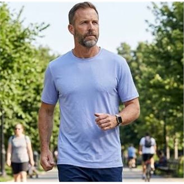Medium FWD Men's Basic Tech Tee, Blue, Polyester
