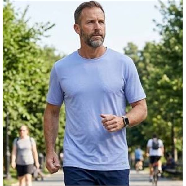 Medium FWD Men's Basic Tech Tee, Blue, Polyester