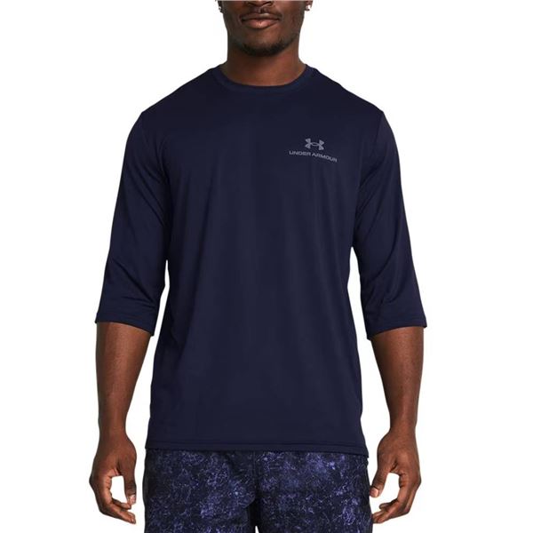 Under Armour Men's Rush Three Quarter Sleeve T-Shirt in Midnight Navy, Size XL