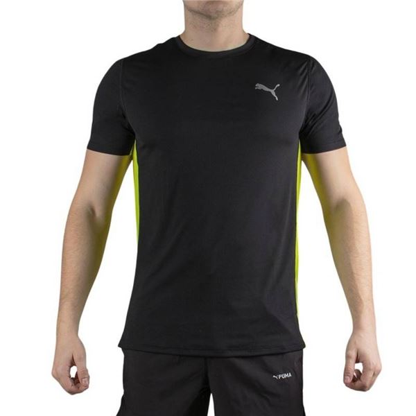 Puma Run Favorite Velocity T-Shirt Black Lime Green Men's, Size Small