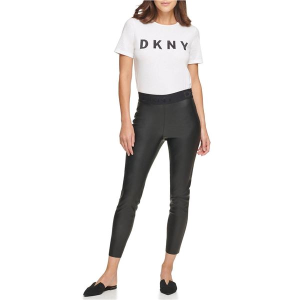 DKNY Black Faux Leather Foundations Pants Size Small