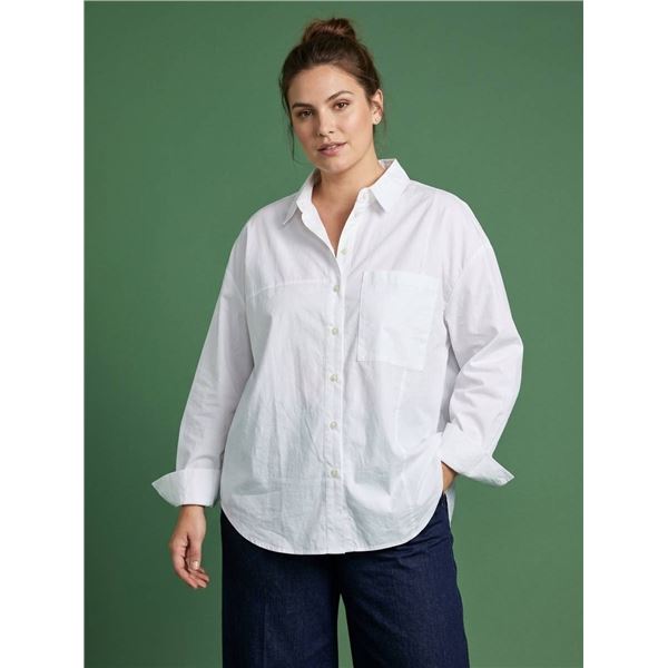 White Cotton Button up Shirt, Size M