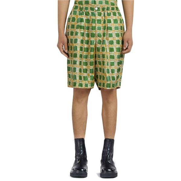 Pantalone Uomo Check Fields Silk Twill Shorts in Primary Green