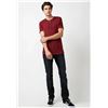 Image 1 : Buffalo David Button Kasum Buttoned Henley Men's T-Shirt in Dark Red, Size Small