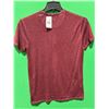 Image 3 : Buffalo David Button Kasum Buttoned Henley Men's T-Shirt in Dark Red, Size Small