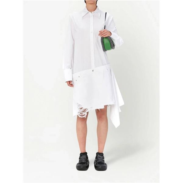 JW Anderson distressed-finish asymmetric shirtdress, Size 08