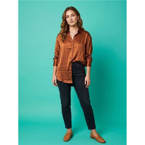Design Lab Women’s Shirt, Style 53W025HB, Size S/P, Copper