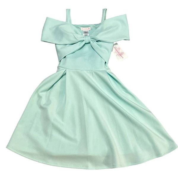 Bonnie Jean Style RG-10955-DV Girl's Dress, Color Aqua, Size 4