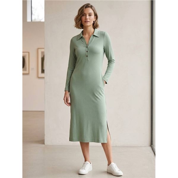 Gant D2 Rib Polo Dress, Jade Green, Size L