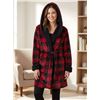 Image 1 : Emily Jane Hooded Red and Black Checkered Robe, Size S/M with Belt