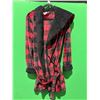 Image 2 : Emily Jane Hooded Red and Black Checkered Robe, Size S/M with Belt
