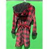 Image 4 : Emily Jane Hooded Red and Black Checkered Robe, Size S/M with Belt