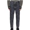 Image 1 : Balmain Paris Tapered Biker Jeans in Washed Black Denim, Size 32
