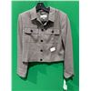 Image 2 : Women's Calvin Klein Tweed Jacket, Size 10, Brown/Beige Checkered Pattern