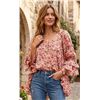 Image 1 : Moon River Floral Ruffle Long Blouse in Pink Size Large