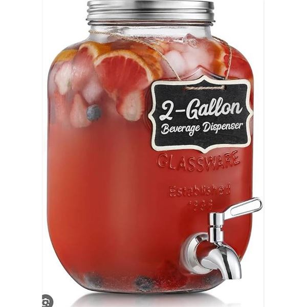 2 Gallon Glass Drink Dispenser