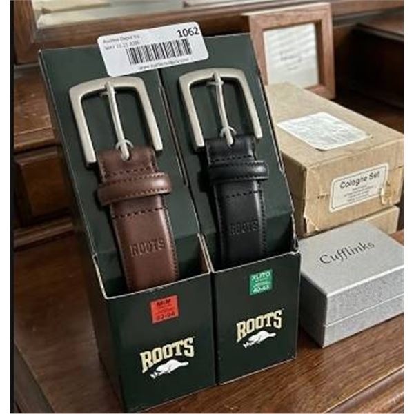 Two Roots Leather Belts, M/M and XL/TG