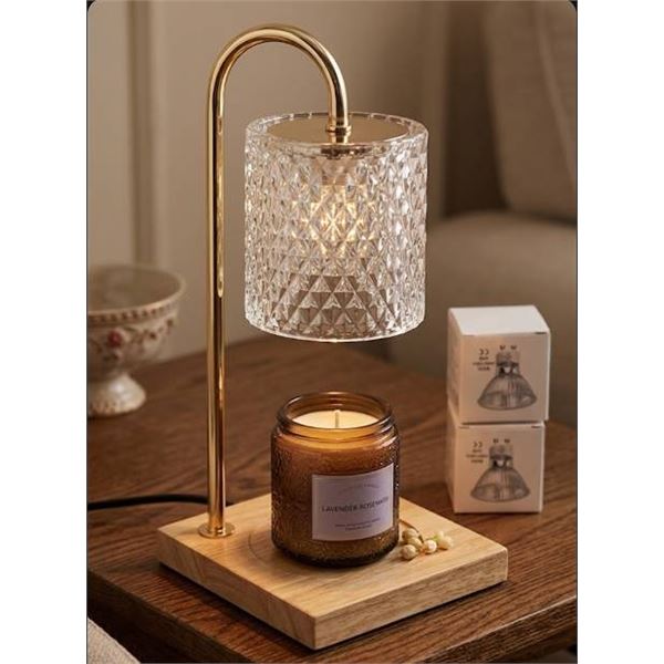 Candle lamp with wood base and bulb ** Candle not included**
