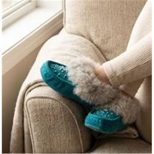 Eugene Cloutier Aqua Suede Moccasins Size 5