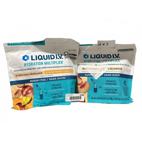 Liquid I.V. Hydration Lot of 2 Packs - White Peach and Mango Peach