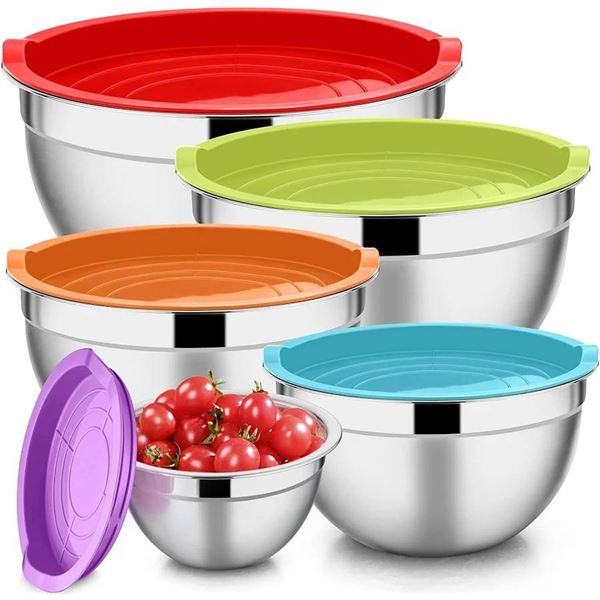 5-Piece Stainless Steel Bowl Set with Lids **Stock image may not be exact**