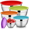 Image 1 : 5-Piece Stainless Steel Bowl Set with Lids **Stock image may not be exact**
