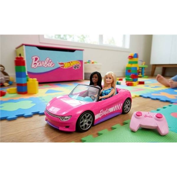 Hot Wheels Remote Control Barbie Convertible Car with 2 Dolls