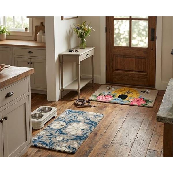 Lot of 2 Hooked Accent Rugs 22x38 in