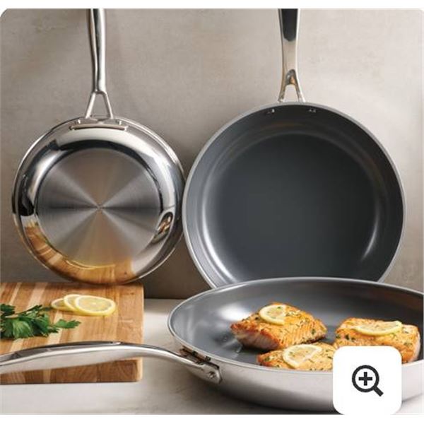 Tramontina 3 Piece Stainless Steel Ceramic Non-Stick Skillet Set