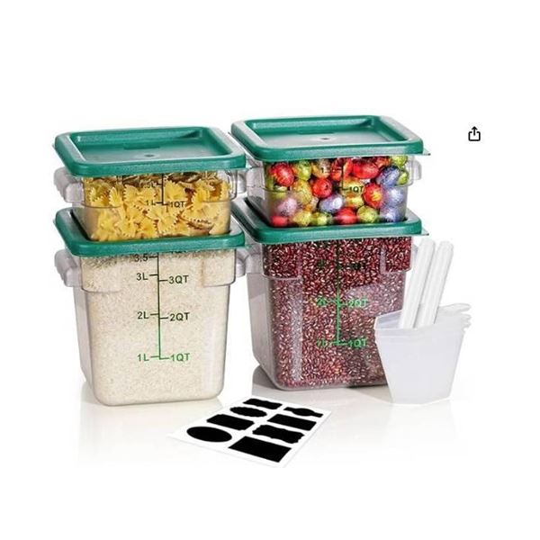 SVKLHY Square Food Storage Container, 4-Piece Set, 7.87in x 7.09in x 7.36in