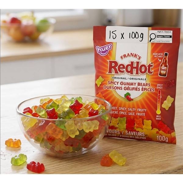Frank's RedHot Spicy Gummy Bears, 15 x 100g
