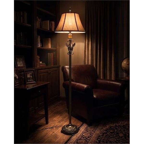 QF0402H Standing Floor Lamp with Gold Shade