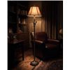Image 1 : QF0402H Standing Floor Lamp with Gold Shade