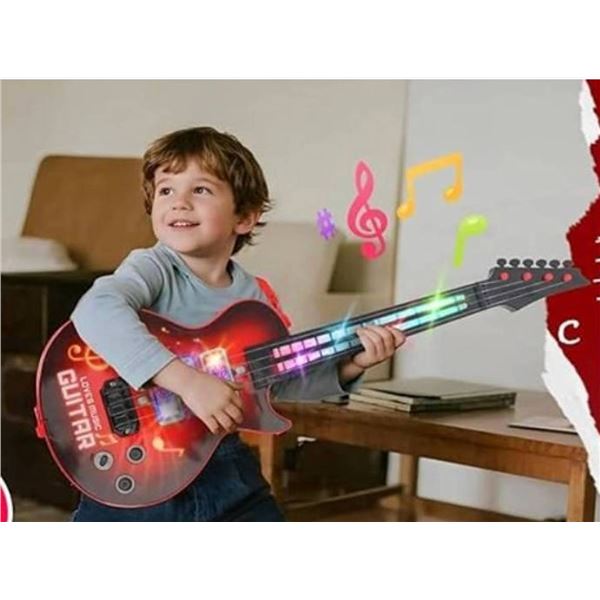 Children's 4-String Music Guitar With Flashing Lights and Sounds