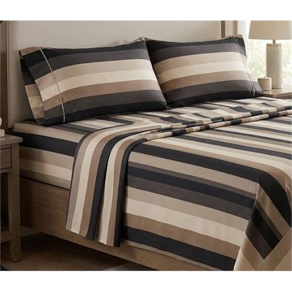 Comfy Bamboo World King Sheet Set, 4-Piece Striped