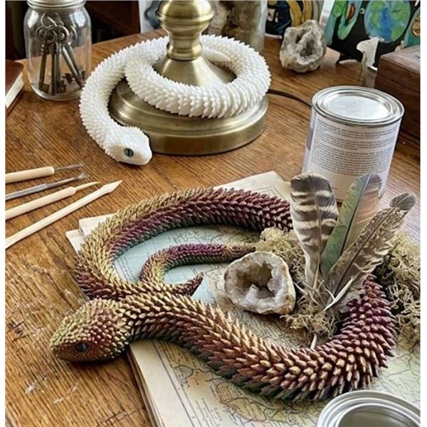 Lot of Two 3D Printed Snake Figurines