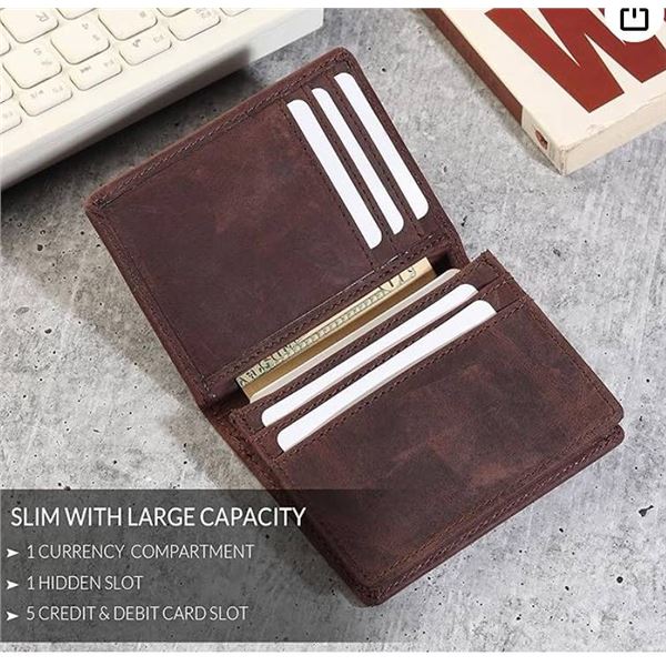 Foxhackle Leather Credit Card Holder Wallet Coffee Brown