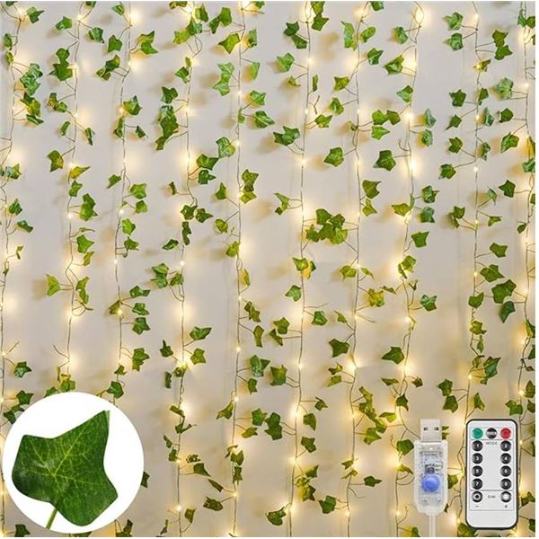 suddus Vines with Light for Bedroom, 200 LED Fairy Lights with Vines, Ivy Curtain Lights