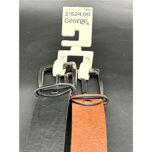 George 2-Pack Synthetic Leather Belts M/M