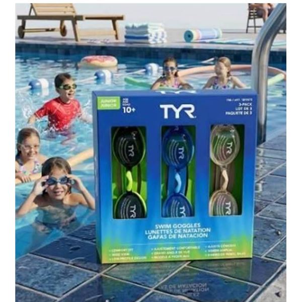 TYR Junior Swim Goggles 3-Pack Age 10+