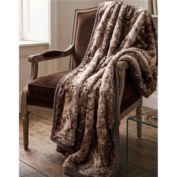 Faux Fur Coffee colored Throw 60x240cm