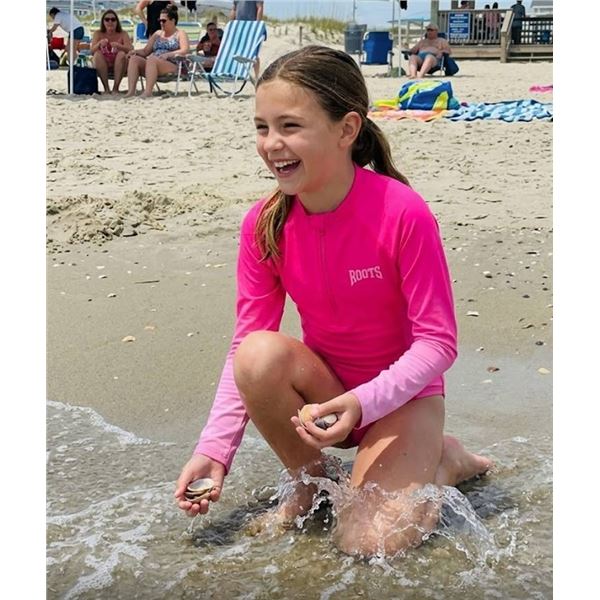 Roots Pink Long Sleeve One-Piece Swimsuit LG/10/12