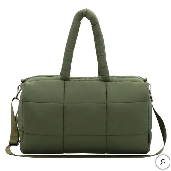 Mytagalongs Quilted Green Nylon Duffel Bag