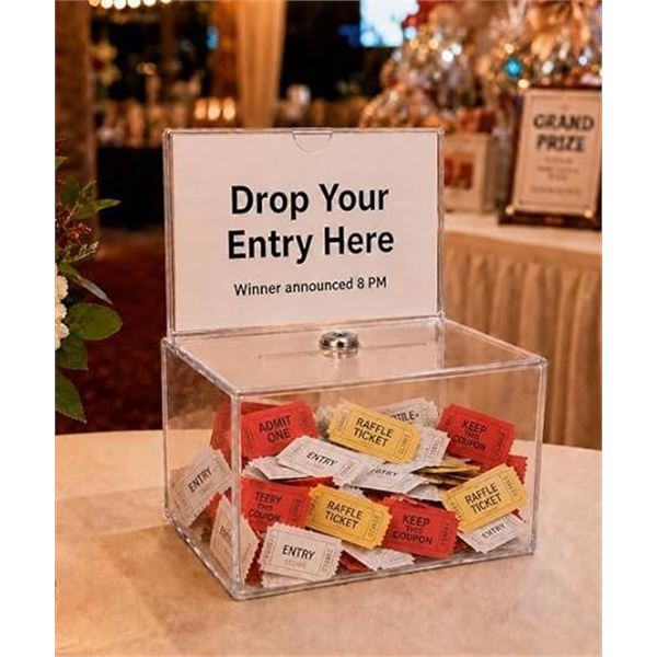 HML Acrylic Donation Box With Lock -  Clear **Style May Vary**