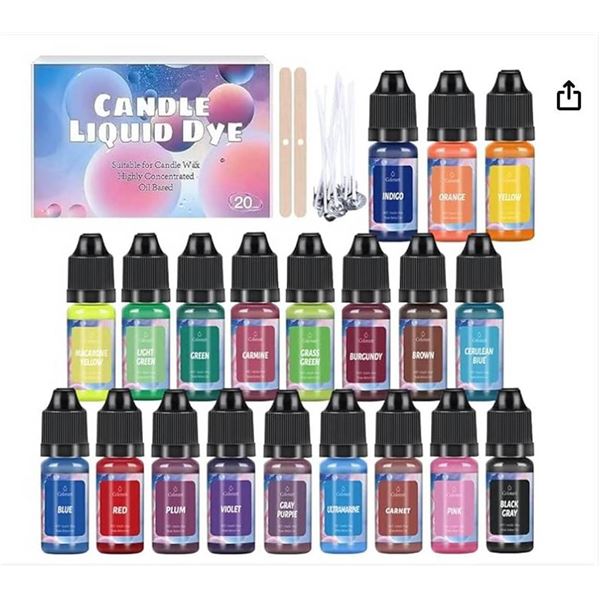 Candle Liquid Dye Set, 20 Colors, Oil-Based