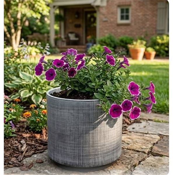 Rivet Dark Grey Stoneware Planter