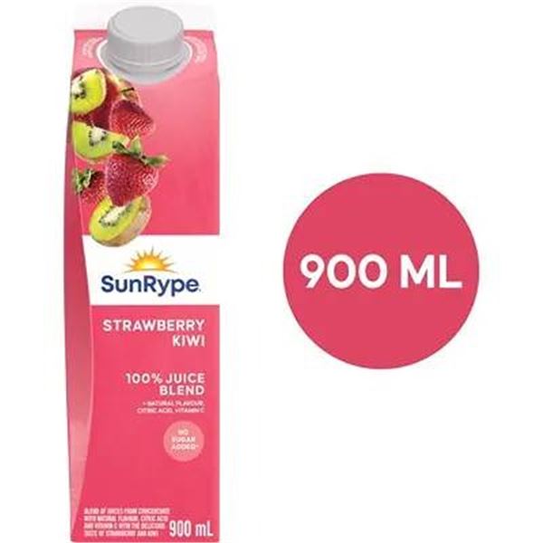 Lot of 12 SunRype Strawberry Kiwi Juice 900ml