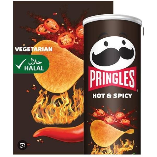 Lot of 12 - Pringles Hot & Spicy Flavor 102g